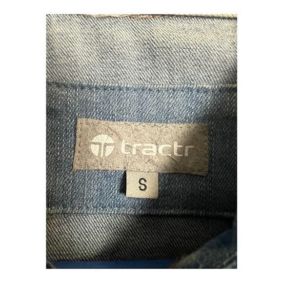 Tractr Small Women’s Jean Jacket Denim Blue Cotton Casual Comfy Western utility - Picture 5 of 8
